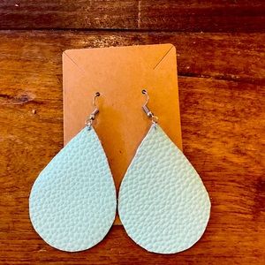 Light blue faux leather drop earrings